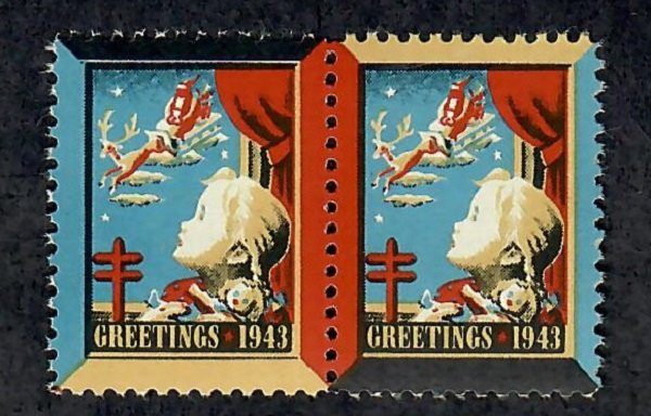 Christmas Seals from 1943 MNH Attached Pair