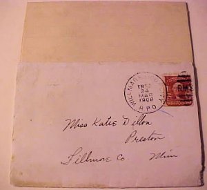 US COVER WITH LETTER 1908 GANETSON S.D. INSIDE OF RPO WILLMAR & SIOUX CITY