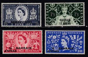 Bahrain # 92-95, QE Coronation, Mint NH, Half Cat.