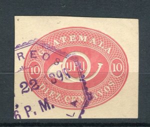 GUATEMALA; 1890s early classic Postal Stationary PIECE used hinged value