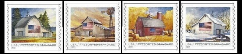 #5684-5687a 2022 Flags on Barns presorted Singles/4 - MNH (After April 25)