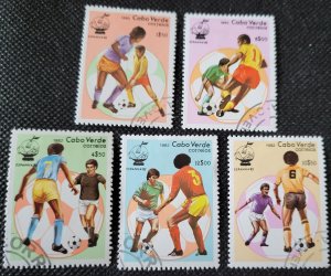 Cape Verde, 1982, short set of 5 of 6, WC Soccer, used, SCV$2.75