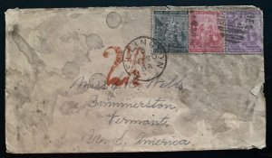 1884 Wellington Cape Of Good Hope Cover To Dummerston VT USA