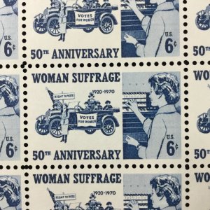 1406   Woman Suffrage 50th Anniversary  MNH 6 c Sheet of 50    FV $3.00   1970