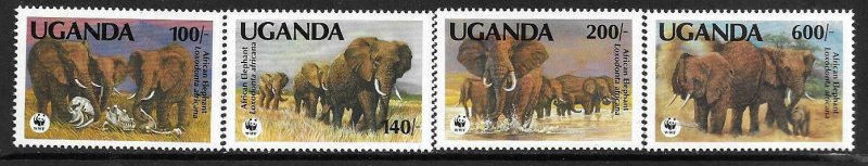 1991   UGANDA  -  SG.  988 / 991  -  AFRICAN ELEPHANT  -  WWF  -  MNH