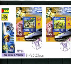 Sao Tome & Principe 2006 Europa CEPT (4) s/s Imperforated in (2) official FDC