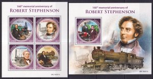 Gs0801 2019 Sierra Leone Robert Stephenson Trains Railroads #10779-82+Bl1667 Mnh
