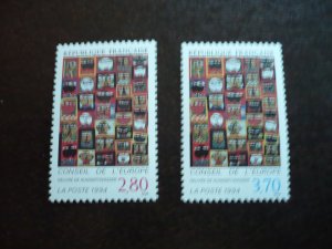 Stamps-France Council of Europe-Scott#1051-1052-Mint Never Hinged Set of 2 Stamp