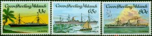 Cocos (Keeling) Islands 1985 Cable-Laying Ships Set of 3 SG129-131 V.F MNH