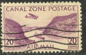 CANAL ZONE 1931-49 20c Gaillard Cut  Airmail Sc C11 VFU