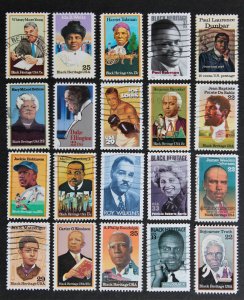 US Black Heritage Stamps Collection Black History 20 Used Single Stamps