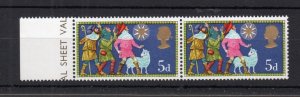 5d CHRISTMAS 1969 UNMOUNTED MINT PAIR PHOSPHOR OMITTED Cat £10