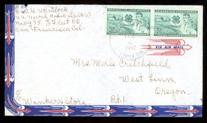 1952 Umnak Island (Aleutian Is.) Air Mail Cover,  Naval Radio Station to Oregon