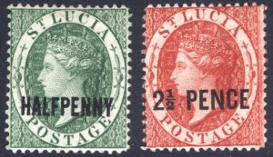 St Lucia 1881 HALFPENNY & 2 1/2 PENCE SG 23-24 Sc 15-17 LMM/MLH Cat £130($169)