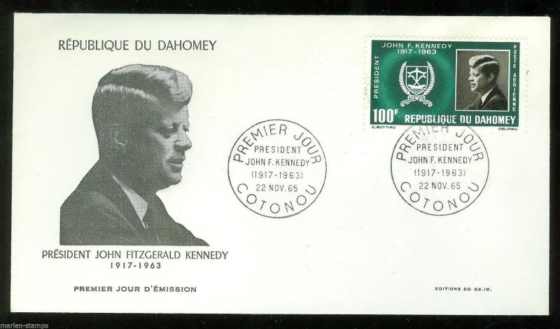 DAHOMEY PRESIDENT JOHN F. KENNEDY PFIRST DAY COVER