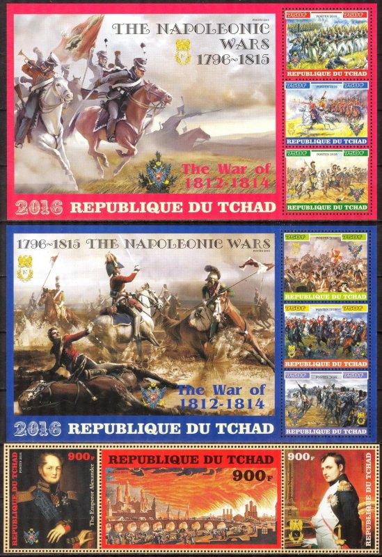 Chad 2016 Military War of 1812 - 1814 3 sheets MNH