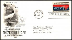 US 1306 Migratory Bird Treaty Artcraft Typed FDC