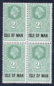 Isle of Man 1960 QEII 2/- Revenue Stamp U/M Block of Four