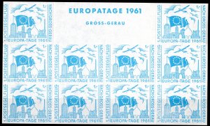 Germany 1961 EUROPA CEPT 1961 GROSS-GERAU AIRCRAFT Light Blue Sheetlet (10) MNH