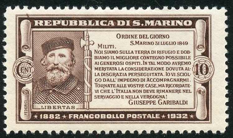 San Marino Scott 143 Unused FHOG - Garibaldi - SCV $12.50