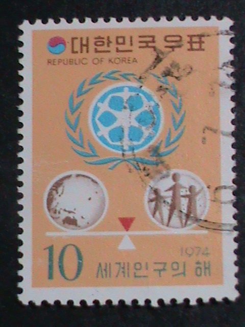 ​KOREA-1974 SC#904 WORLD POPULATION YEAR-1974 USED STAMP-VERY FINE