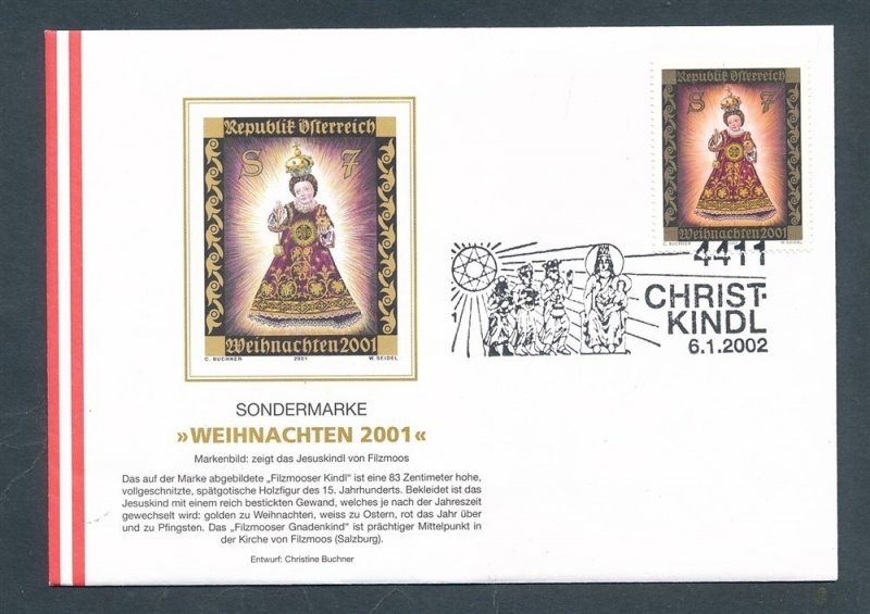 D443879 Austria Commemorative Cover Christkindl 2002 Christmas 2001