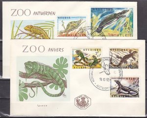 Belgium, Scott cat. B779-B783. Antwerp Zoo-Reptiles issue. 2 First day covers. ^