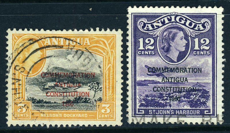 ANTIGUA QE II 1960 New Constitution Overprint Set SG 138 & SG 139 VFU 