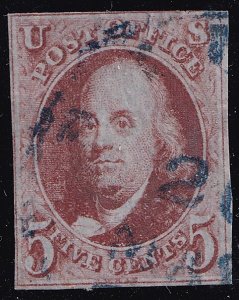 US #1b 1847 Used VF 4-margin