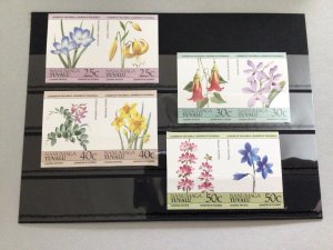 Tuvalu Flowers Se-Tenant imperf Pairs Stamps Ref 64070