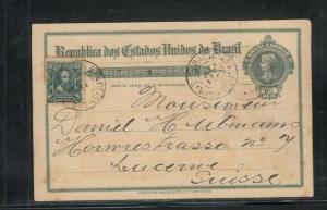 Postal Card Brazil to Switzerland Used ca 1907