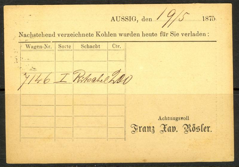 AUSTRIA 1872 2kr Bohemian Language Postal Card AUSSIG to BERLIN Mi P18a VFU