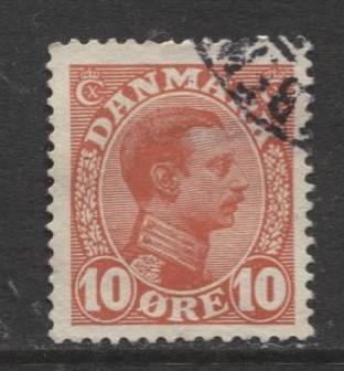 Denmark - Scott 100 - King Christian X Issue -1913 - Used - Single 10o Stamp