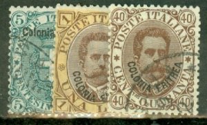 KN: Eritrea 1-3, 5, 7, 9-10 used; 8 mint CV $216; scan shows only a few