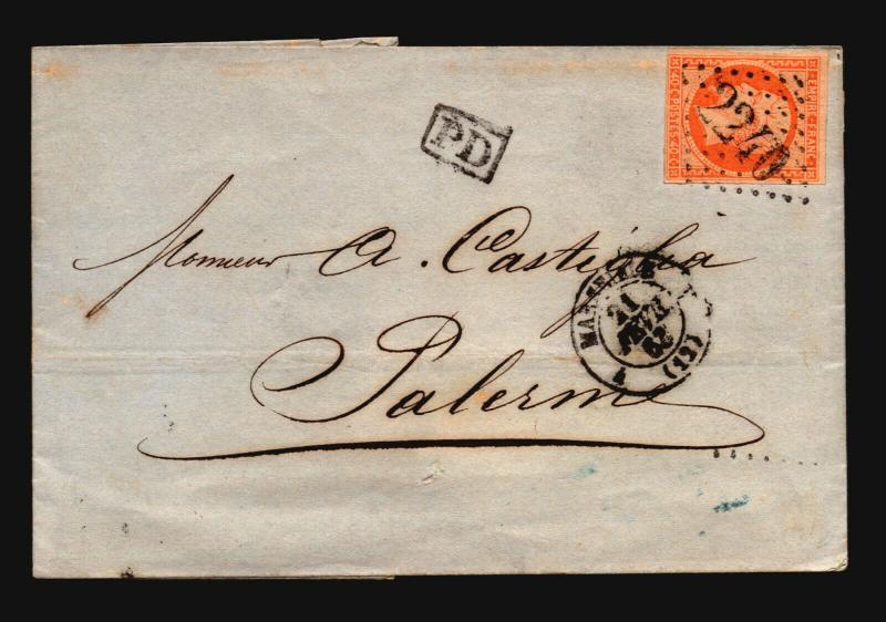 France 1863 Cover to Palermo - Z15705