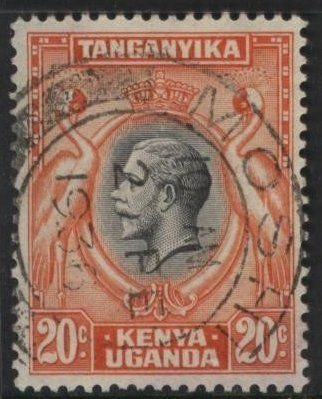 Kenya (KUT) 50 (used) 20c George V, Kavirondo cranes, red org & black (1935)