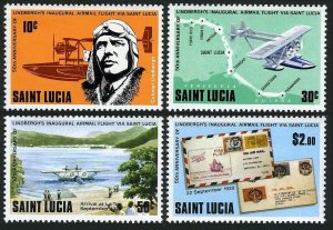 St Lucia 469-472, MNH. Mi 476-479. Lindbergh's flight US-Guyana-50, 1979. Route.