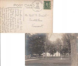 United States Vermont Townshend 1908 4a-bar  PPC (Real Photo The Common, Town...