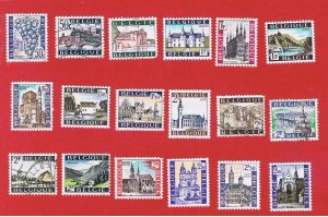 Belgium #641-658  VF used    Various Scenes    Free S/H