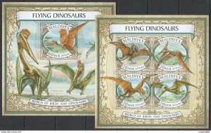 2017 Maldives Flying Dinosaurs Prehistoric Animals #7013-6+Bl1068 ** Fd0408