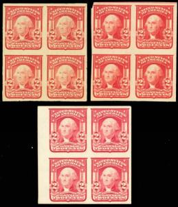 320, Mint LH/NH Three Different Shades Blocks of Four Cat $262.50 - Stuart Katz