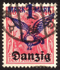 1920, Danzig 1Mk, Used, Well centered, Sc C3, Mi 52