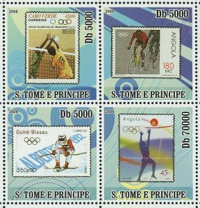 Olympic Games on Stamps Cabo Verde Angola Volleyball S/S MNH #3484-3487 