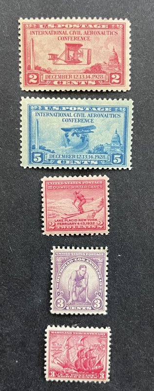 US Mint 1928/1934 5 issues 649, 650, 716, 718, & 736