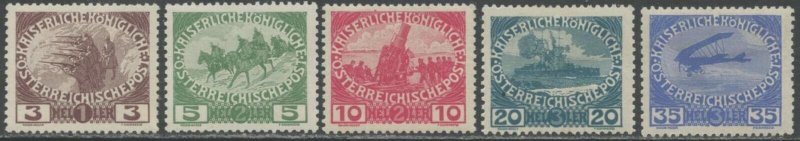 AUSTRIA Sc#B3-B7 1915 World War I WWI Complete Set OG Mint Hinged