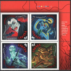 Canada SC#1665-1668 45¢ The Supernatural Plate Block UR (1997) MNH