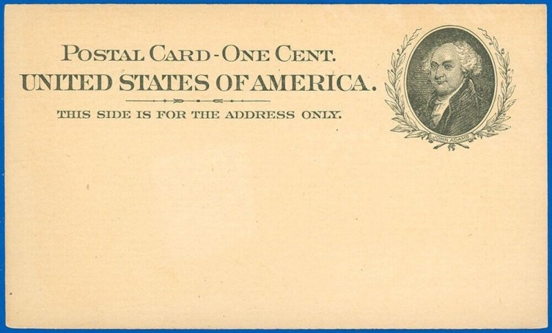 1898 Issue Postal Card #UX15 Mint on LAID PAPER! John Adams Vignette, SCV $47.50