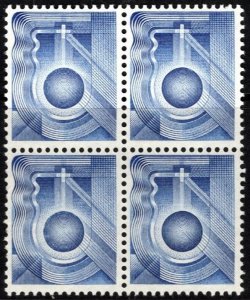 Vintage Switzerland PTT Cross and Ball Test Stamps Ultramarine Block/4 MNH