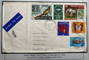 1978 Abidjan Ivory Coast Airmail Cover To Antrim North Ireland