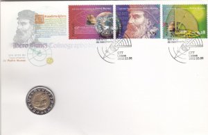 PORTUGAL COVER PEDRO NUNES ,STAMPS AND COIN